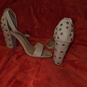 Boohoo Tan Studded Block Heels